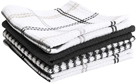T-Fal Premium Waffle Dish Cloths: Highly Absorbent, Super Soft Long Lasting - 100% Cotton, 12x13 Towel for Cleaning & Drying, (4-Pack), Neutral