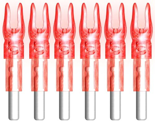 XHYCKJ 6PCS S Led Illuminato Nocks per Frecce con diametro interno .240 pollici, cacciavite incluso (rosso)