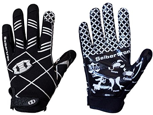 Seibertron Pro 3.0 Twelve Constellations Elite Ultra-Stick Sports Receiver Glove Football Gloves fit for Youth Child Kids Black S