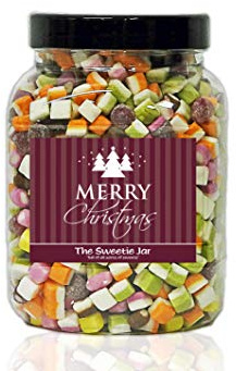 Dolly MIXTURES 1.8kg Sweet Jar – A Personalised Gift Jar Filled with Your Favourite Retro Sweets! (Merry Christmas)