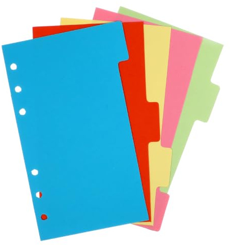 STOBOK A6 Trennblätter 30 Blatt Farbige Registerkarten Für 6-Loch Ringbuch Blanko Indexseiten Aus Karton Zum Beschriften Für Notizbuch Planer Büro Schule
