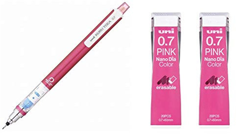 Uni Mechanical Pencil Kurutoga Standard 0.7mm Pink (M74501P.13)+ Lead Nano Dia Color 0.7mm Pink (U07202NDC.13) 2set