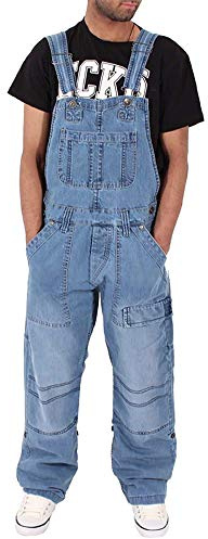DianShaoA Peto Corte Ajuste Holgado Pantalón para Hombre Mono Vaquero Mezclilla Jumpsuit Casual Pantalones con Bolsillos Zarco 2XL