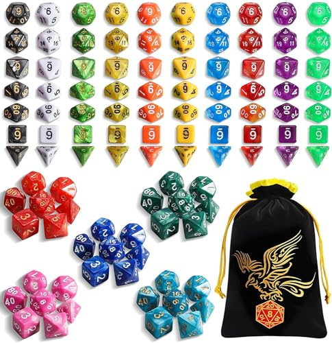 105 Stück polyedrische Spielwürfel, 15 Farben DND-Würfel-Set, zweifarbig, DND-Würfel, Rollenspiel-Würfel für Dungeon und Drachen, DND RPG MTG Tischspiele, Würfel D4 D8 D10 D12 D20