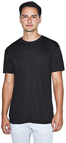 American Apparel unisex adult Tri-blend Crewneck Track Short Sleeve T-shirt - Usa Collection T Shirt, Tri-black, Medium US