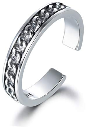 Shuxin Silber Damen Ring, 925 Sterling Silber Vintage Retro Daumen Ring, Verstellbar Hochzeitsringe Eheringe Verlobungsring Trauringe, Unisex Veränderbar Twist Knöchel Zehenringe Öffnen Ring
