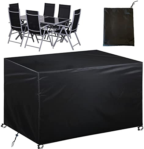 YSJYYHP Copertura Tavolo Esterno Impermeabile,120x60x90cm Rettangolare Copertura Mobili Giardino,Telo Copri Tavolo Giardino Oxford 420D,Telo Protettivo per Tavolo e Sedie da Esterni