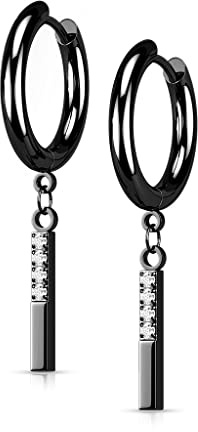 beyoutifulthings 1 Paar Damen Creolen Ohr-Hänger Anhänger 4 Zirkonia Clear Ohr-ringe Ohr-stecker Ohringe Silber Gold Schwarz Roségold