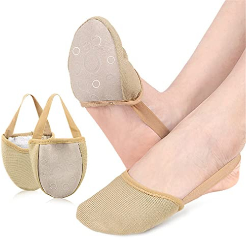 Xemz Ballet Dance Shoes Toe Pads, 1 Pair Elastic Toe Pouches Pad Soft Toe Cap Cover Toe Protectors, Anti-Slip Half Sole Ballet Pointe Shoes Socks Half Toe Shoe Sole Socks for Women Men Girls Boys