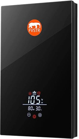 Instant Electric Tankless Water Heater 220/240V, FVSTR Small Smart Portable Self-Modulating on Demand，Use Under Sink Kitchen Household Shower, Hot Water for House Shower [Energy Class A] (Black-9KW)