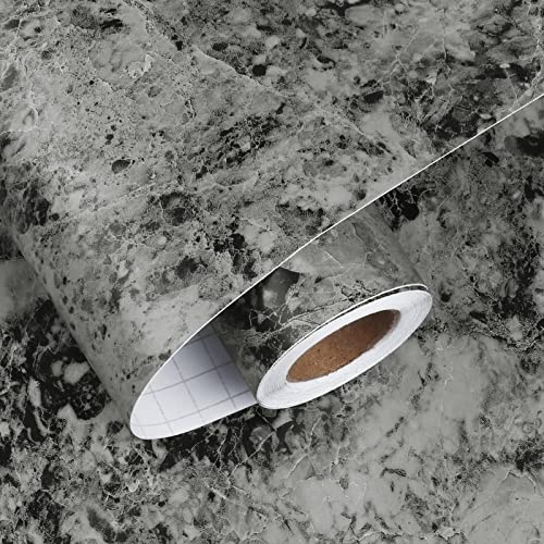 HotDecor Graue Klebefolie Möbel Marmor Folie Arbeitsplatte Küche Selbstklebende Tapete Grau Küchenschränke Dekofolie Möbelfolie Selbstklebend Wand Tapeten Wohnzimmer Klebefolie Betonoptik 60cm X 300cm