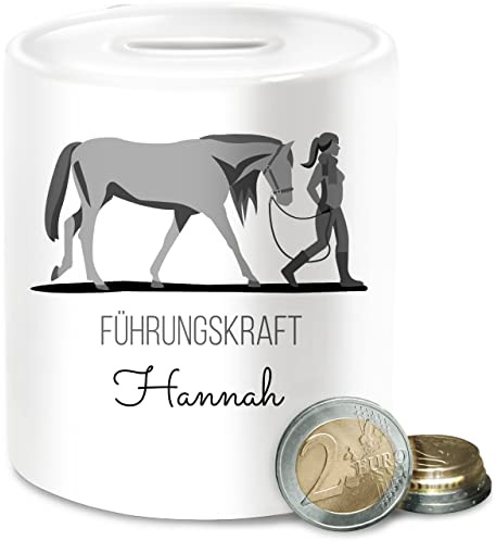 Spardose - Pferde - Führungskraft Pferd Reiterin - Unisize - Weiß - Geschenke für reiterinnen pferden sparbüchse pferdespardosen pferdemotiv Keramik geldgeschenk pferdeliebhaber pferdefan