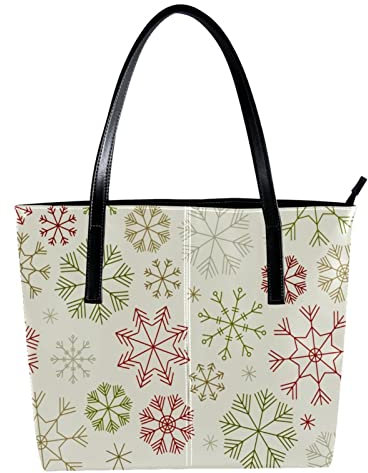Schultertasche, leicht, lässig, Schultasche, Lehrertasche, Handtasche, Geldbörse, bunte Schneeflocke, beige-01, Mehrfarbig