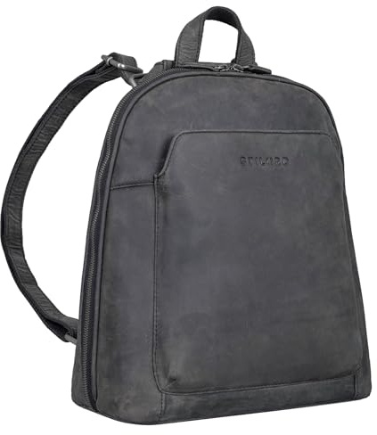 STILORD Skyler Tasche Rucksack Leder 2 in 1 Rucksacktasche Umhängetasche Vintage Daypack Reiserucksack Anti Diebstahl Schultertasche Echtleder Farbe:Carbon - grau