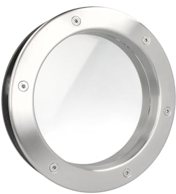 MLS Bullauge B4000 für Türen, Rostfreier Edelstahl, 400 mm, Klares Glas | VSG-Sicherheitsglas, Passend für 40 mm Starke Türen, Beidseitig Sichtbare Befestigungsschrauben