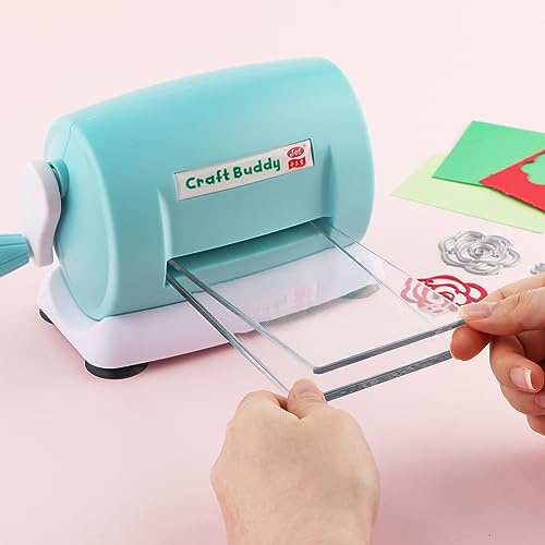 Briartw Stanzmaschine, Mini-Stanzmaschine und 1 Paar kleine Schneidepads, Stanzmaschine, manuelle Pressmaschine, Schneidemaschinen zum Basteln, Blau