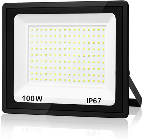YZYFACAI 100W LED Strahler Außen，Superhell 10000LM LED Scheinwerfer，7000K Kaltweiß Außenstrahler,IP67 Wasserdichte Außenstrahler，für Hinterhof,Innenhöfe,Auffahrt,Garage,Flur,Garten