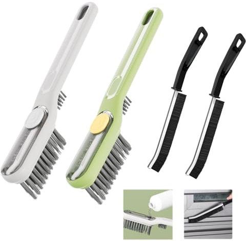 Fugenbürste,4 Stück fugenbürste mit spülmittelspender Gap Cleaning Brush,Fugenbürste Bad Fliesen, Fugenreiniger Bürste, Fugenbürsten, Spaltreinigungswerkzeuge für Türfensterschienen