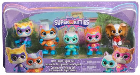 Just Play Paquete de 5 Figuras coleccionables SuperKitties Hero Squad de Disney Junior, de 5 cm de Alto; Juguetes para niños a Partir de 3 años