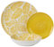 DRW Vajilla de 18 Piezas de Porcelana con Hojas en Amarillo 27x27x4 cm