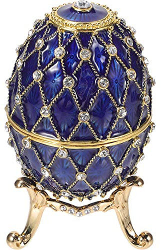 LIFKOME Egg Jewelry Box Enameled Trinket Case Rhinestone Jewelry Storage Organizer Hollow Design Easter Party Favors Gifts