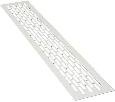 sossai® Rejillas de ventilación de aluminio - Alucratis (1 pieza) | Rectangular - dimensiones: 80 x 8 cm | Color: blanco | rejilla de aire