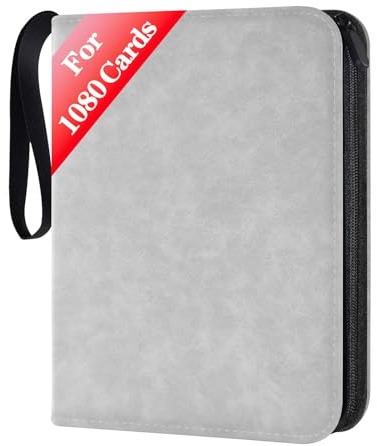 JUSONEY Sammelalbum für Karten, 9 seitlich Sammelalbum für bis zu 1080 Karten, Sammelkarten Album Reißverschluss Binder für Sammelkarten MTG Karten Heft für Spielkarten für Sportkarten