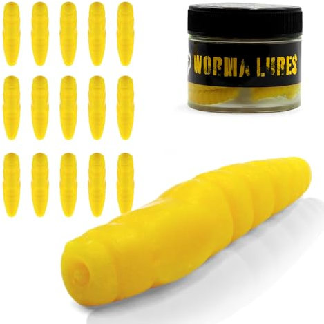 Troutlook Largos Slim Forellengummi - Der ultimative Köder für Forellen- und Ultra-Light-Spinnfischen (Pure Yellow - Garlic/Knoblauch, 3,5cm - 15 Stück)