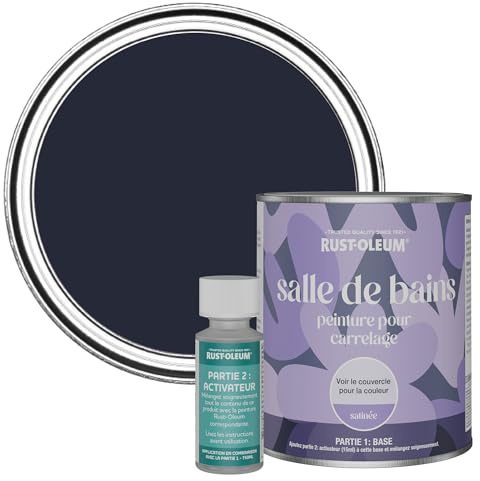Rust-Oleum Peinture Bleu Marine Résistante à l'eau pour Carrelage de Salle de Bain, Finition Satinée - Odyssée 750ml