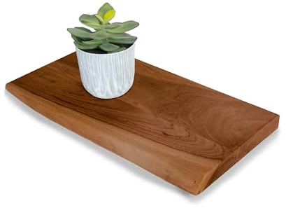 SAM Wandregal Amanda 30x20 cm, Akazie nussbaum lackiert, Baumkante | Akazienholz nussbaumfarben & massiv, Holzregal/Steckboard, Regal