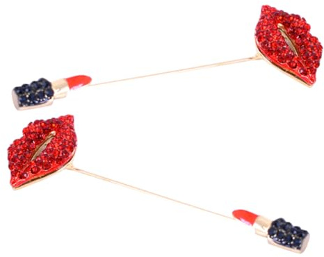 GAROZATION 2Stücke Set Lippen Lippenstift Brosche für Damen Glitzernde Anstecknadeln für Kleidung Schals Rucksäcke und Accessoires Elegant und Stilvoll Dekoration