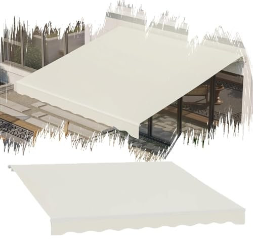 Ausziehbarer Terrassenmarkisenstoff mit Volant – Sonnendach für Balkon, Hof, Deck (20 x 16ft-6 x 5 m)