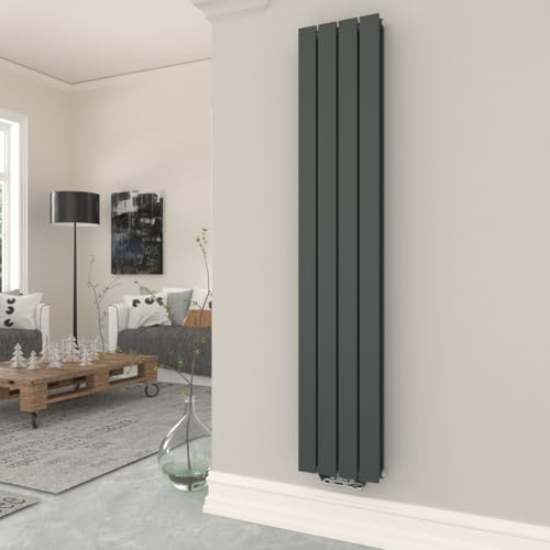 T&K Heizkörper Flach 1600x308mm Anthrazit Doppellagig Design Heizkörper, Vertikal Moderne Paneelheizkörper Badheizkörper Für Mittelanschluss Heizung