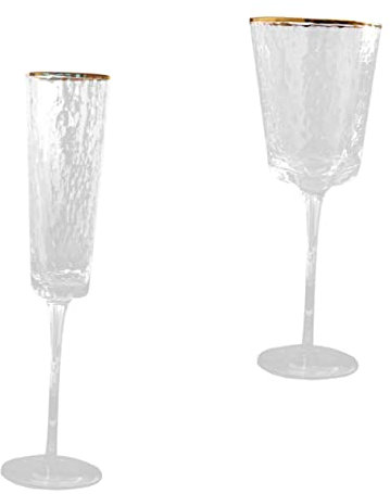 Alipis 2pezzi Bicchiere Da Vino in Vetro Creativo Calice Decorativo Per Feste Colore Dorato Design Elegante Stile Europeo Base Solida
