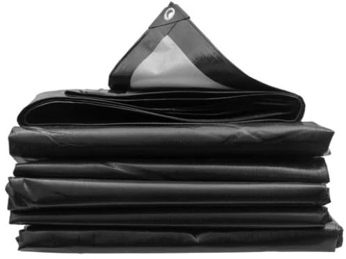 4x5 Black Tarpaulin - 220gsm Heavy Duty Tarp Sheet Cover - 13.12ft x 16.40ft Waterproof Multi-Use Sheet with Eyelets for Garden, Caravan, Camping, Ground Cover