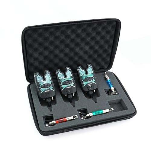 Angeln Bissanzeiger und LED Swinger Set 3 Farben LED Lichter Karpfen Alarm Camouflage