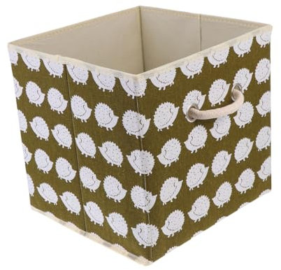 WATIIFUFU Aufbewahrungsbox Mit Baumwoll-leinen-muster 28 X 28 X 28 Cm Quadratisch Für Den Heimgebrauch Kleider-organizer Stabile Deckel Multifunktional