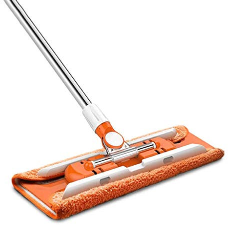 Balai professionnel en microfibre pour le nettoyage des sols en bois dur, stratifié et carrelage, manche télescopique en acier inoxydable orange, balai plat réutilisable Journée de commémoration Pour