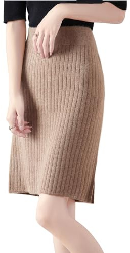 Ailaile Gonna corta Donna Autunno Inverno 100% Lana Merino Maglia Gonna Ragazza A Costine Elastico In Vita Split Gonne