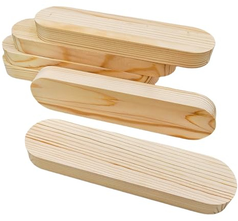 Obehandlade träklossar, ovala träskivor för hantverk, tomma täljande träblock för gravyr, träbränning, målning (20 x 5 x 2 cm/6 st)