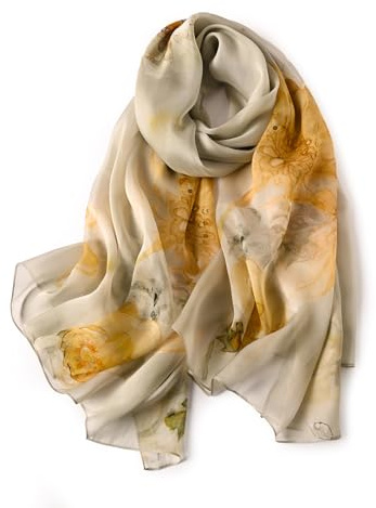 STORY OF SHANGHAI Seidenschal Damen 100% Seide, 30+ Farben XXL Blumen Seidentuch, Stola für Abendkleid Hochzeit, Seide Schal Halstuch, 175 * 110cm