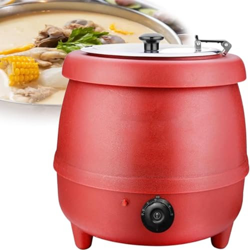 Kommerzieller 10-l-Suppenkesselwärmer, kommerzieller elektrischer Suppenwärmer mit 30–85 °C Temperaturregelung und mit Edelstahl-Scharnierdeckel und abnehmbarem Einsatztopf, for Restaurants und Partys