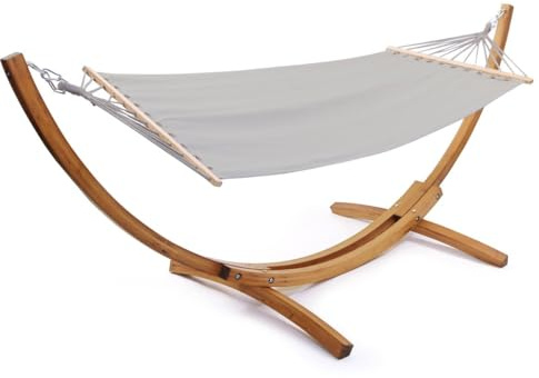 habitat et jardin Hängematte Holzgestell mit Baumwolltuch Dallas - 3 m - Grau