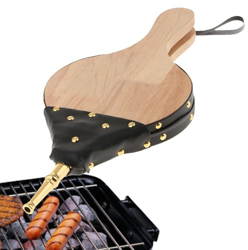 Soffietto per , soffietto in legno per interni, con cinghia per appenderlo, soffietto a mano per , con ugello in metallo, ottimo strumento per , stufa, barbecue, campeggio all'aperto