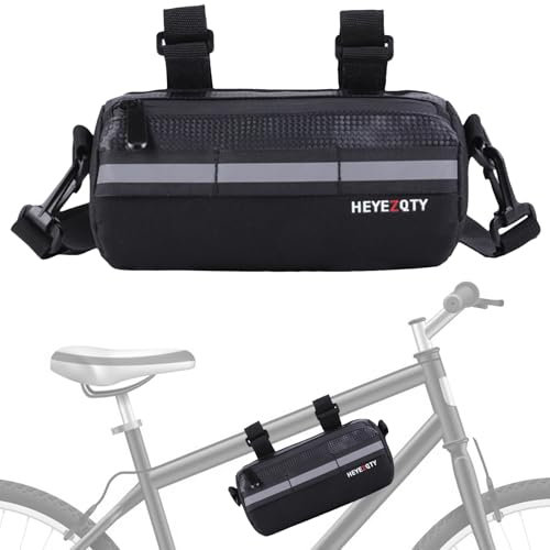 Kytpyi Lenkertasche Fahrrad, Fahradtasche, 2L wasserdichte Fahrradtasche Lenker mit 1 Verstellbarer Schultergurt Reflexband, Strapazierfähig Fahrrad Lenkertasche für MTB Elektrofahrrad (Schwarz)