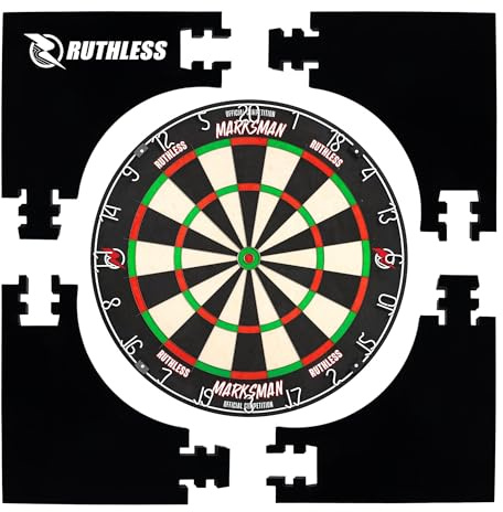 Ruthless | Jigsaw Dartboard Surround, Dartschutz | Quadratische Form | 4 Stück | Schwarz