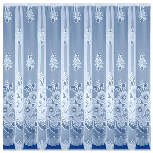 Tyrone Textiles New York Traditional Floral Design Net Curtain with Rod Pocket Header Sold by the Metre (Drop - 36 / 91cm)
