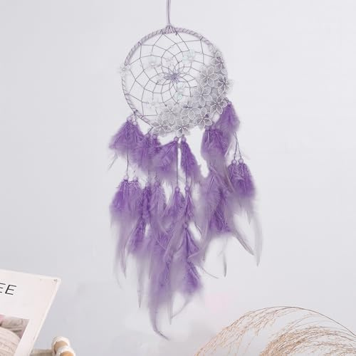 FOSDICK Atrapasueños con Plumas, Atrapasueños Grande Hecho A Mano, Artes y Manualidades, Accesorios para Decoración de Dormitorio, Colgante de Pared, Regalo Cumpleaños para Niñas