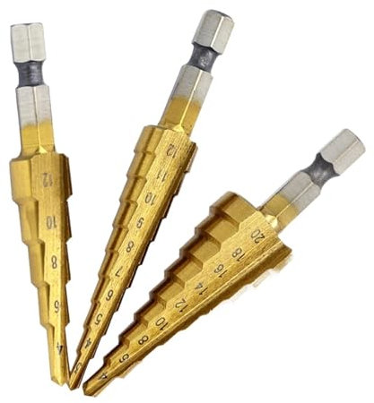 Spiralgenuteter Stufenbohrer, 3 Teile/satz HSS Stufenbohrer Set Sechskantschaft Kegelbohrer Kegel