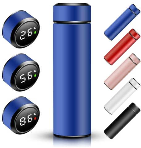 Thermosflasche 0.5L Wasserflasche mit LED-Temperaturanzeige, Vakuum Isolierbecher Trinkflasche aus 304/316 Edelstahl Thermosflaschen mit LED-Touchscreen Auslaufsicher, BPA-Frei für Home Büro Reise